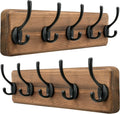 Wall Mounted Coat Rack 5-Double-Hooks Wooden Rail - Heavy-Duty