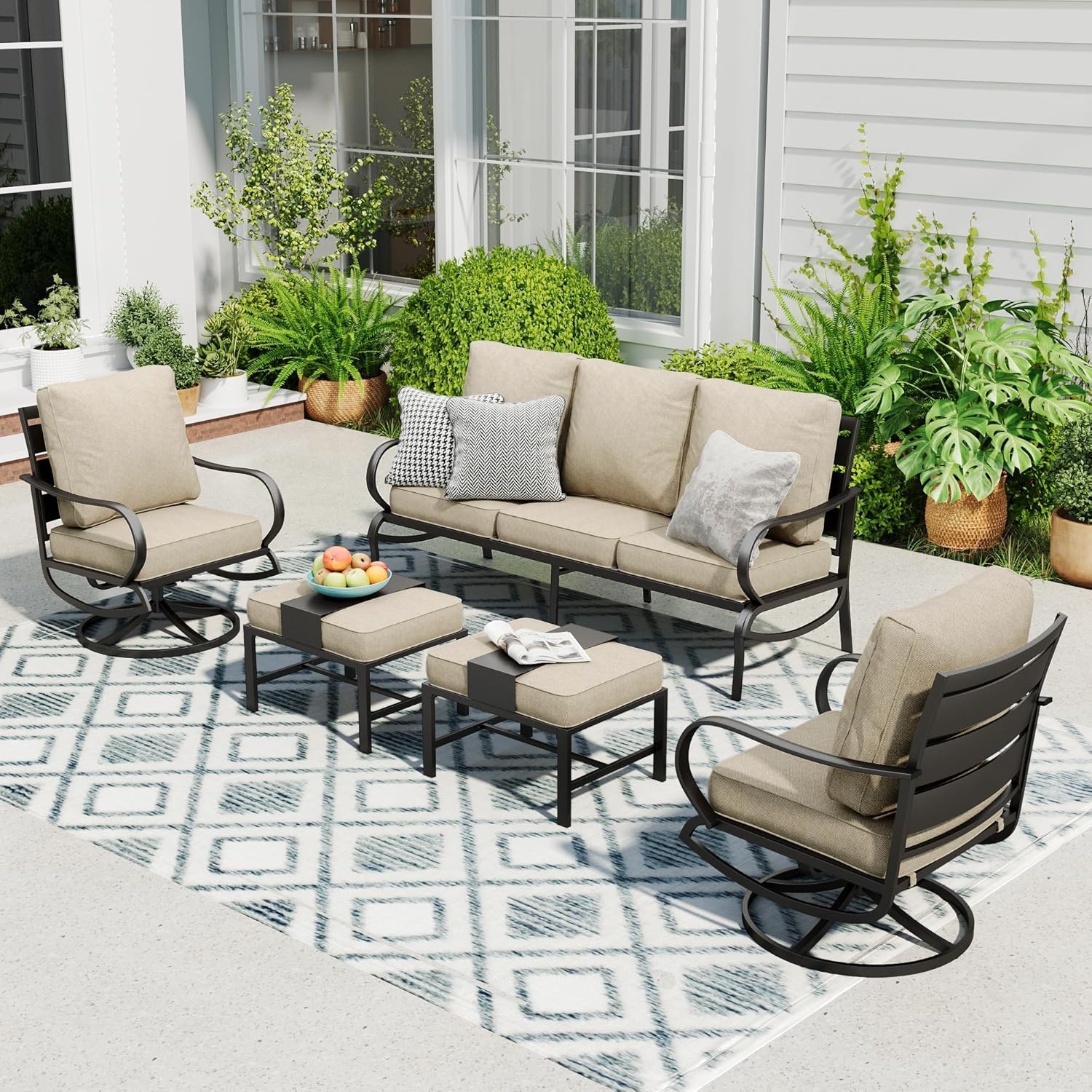 Sophia & William Outdoor Metal Conversation Set for 5 People