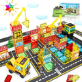 Magnetic Tiles Road Set with 2 Cranes - Creative Construction
