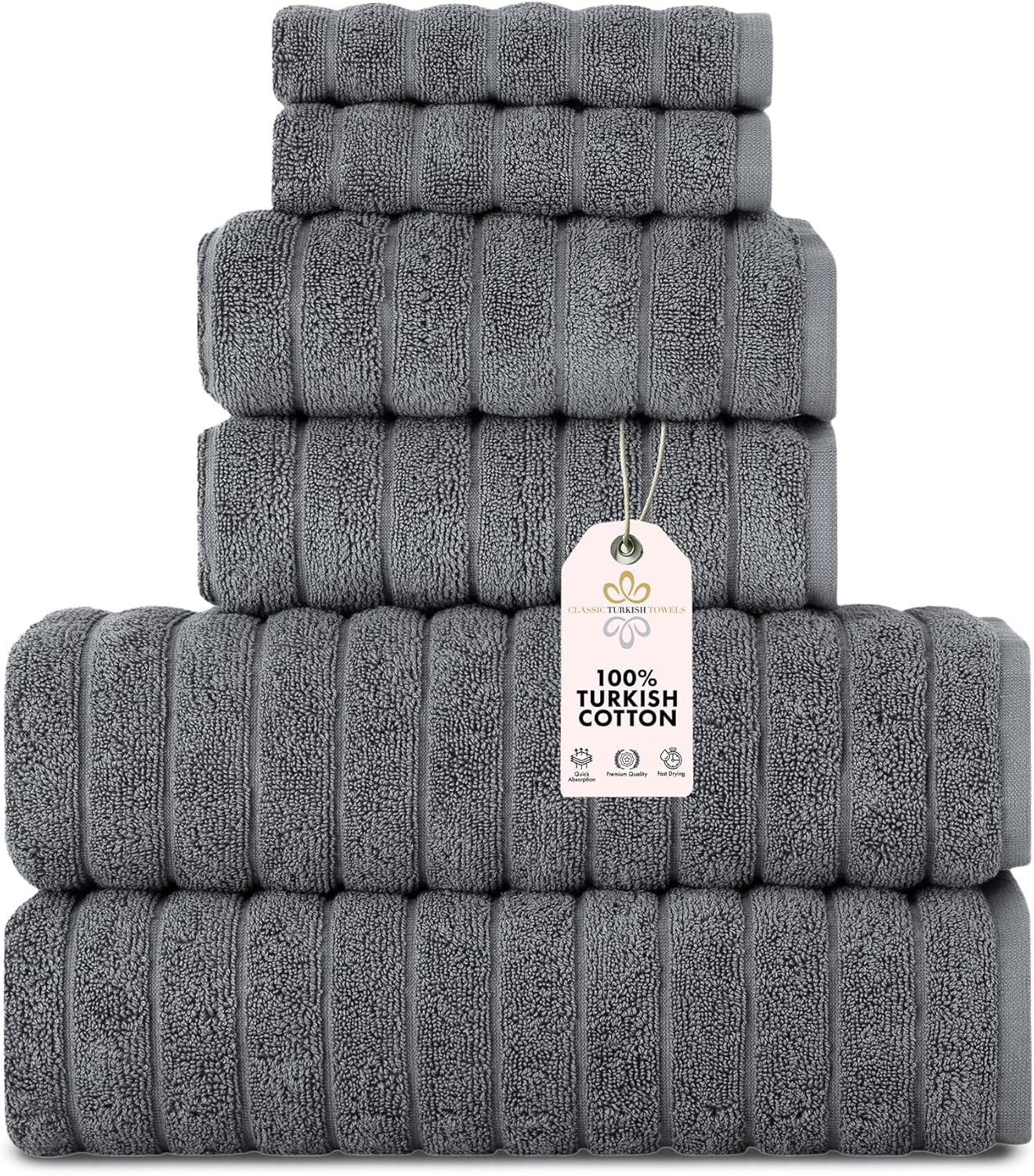 Luxury 6 Piece Turkish Cotton Towel Set for Ultimate Comfort