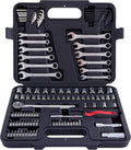 121 Piece Mechanic Tool Set - Complete 1/4 & 3/8 in Drive Kit