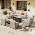 Outdoor Sectional Patio Furniture Set with Fire Pit Table