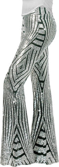 Nawgut Sequin Flare Pants Sparkly High Waisted Bell (Style YPR8)