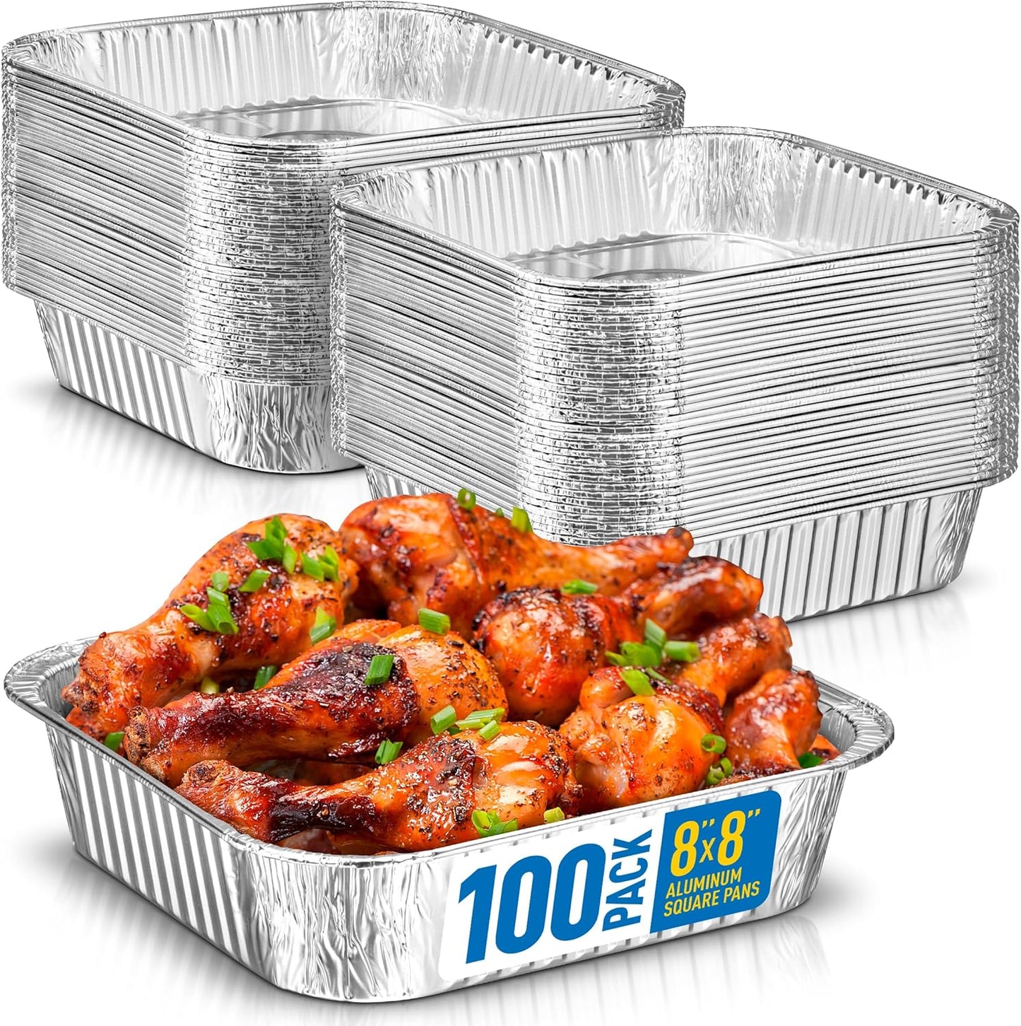 8x8 Disposable Aluminum Pans for Cooking, Baking & Roasting