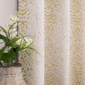 Light Gold Curtains 63 in Length Semi Sheer Grommet Panels - Art Deco