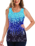 Sequin Tops for Women Sleeveless Glitter Gradient Tank - Sparkly Party