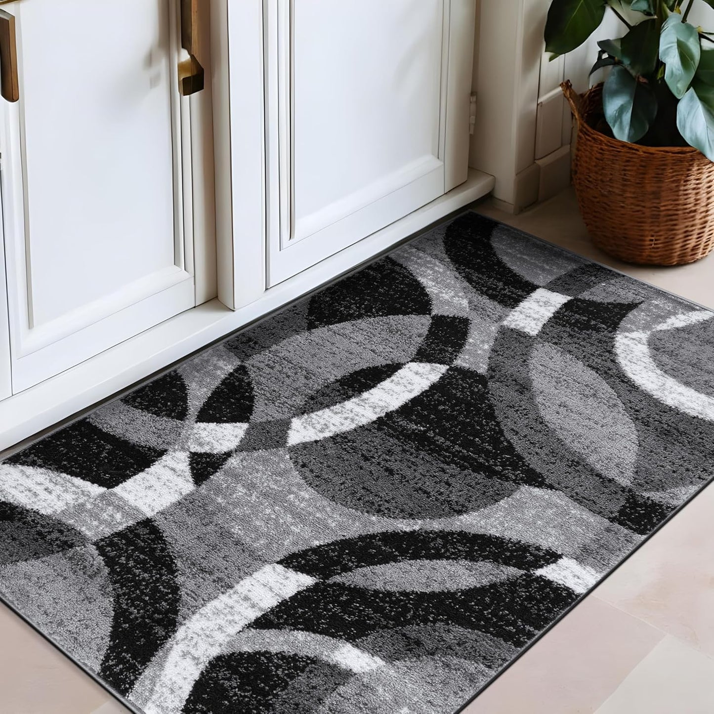 Rugshop Contemporary Abstract Circles Area Rug for Any Room