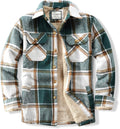 Men's Cotton Sherpa Lined Flannel Shirt Jacket Plaid - Warm Outdoor