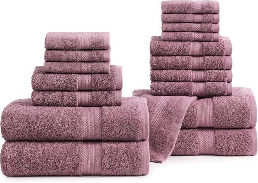 100% Cotton Bathroom Towel Set - 18 Pcs for Home & Travel