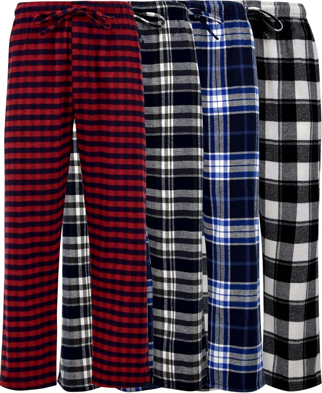 Andrew Scott Men's Cotton Flannel Pajama Sleep Pants 4 Pack