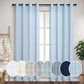 Linen Grommet Curtains 108 in 2 Panels Set - Soft Light Blue