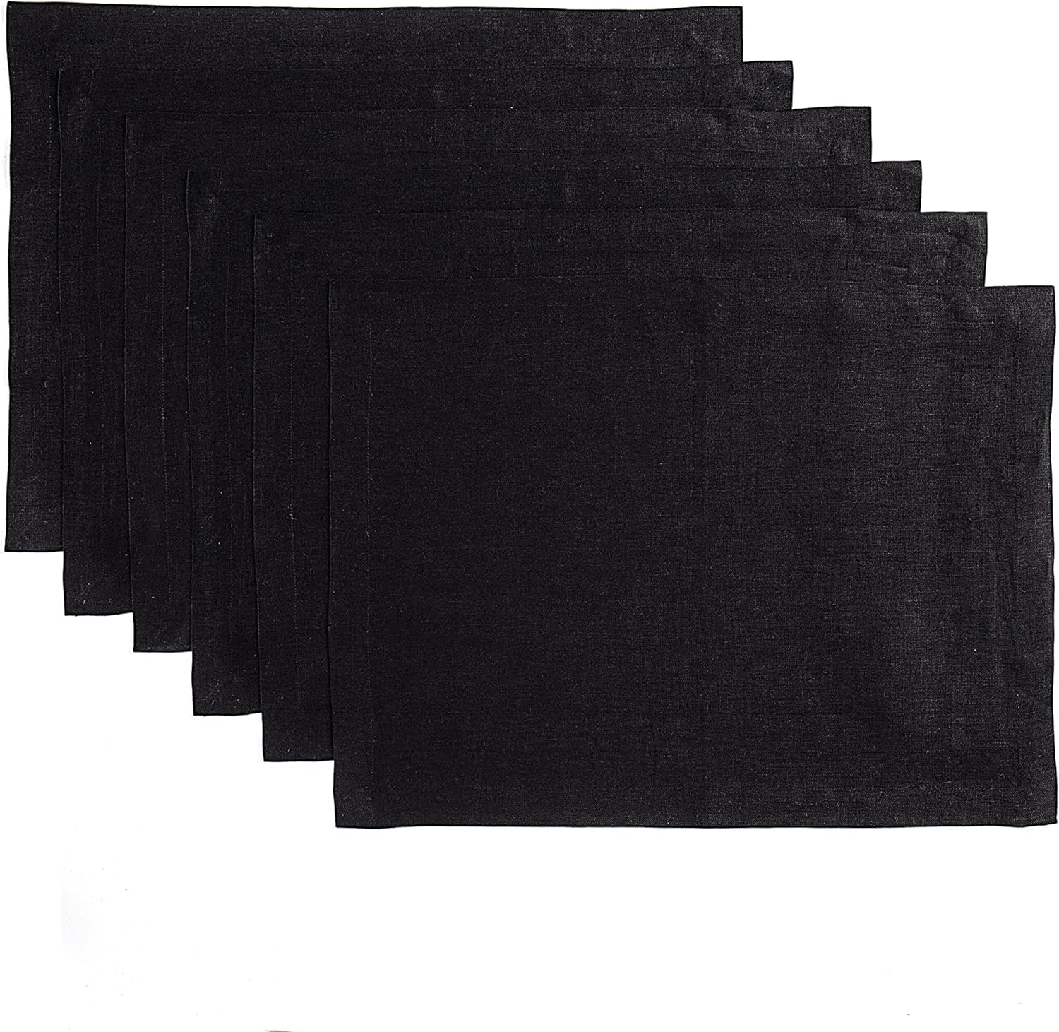 Solino Home Linen Black Placemats Set of 6 for Holidays