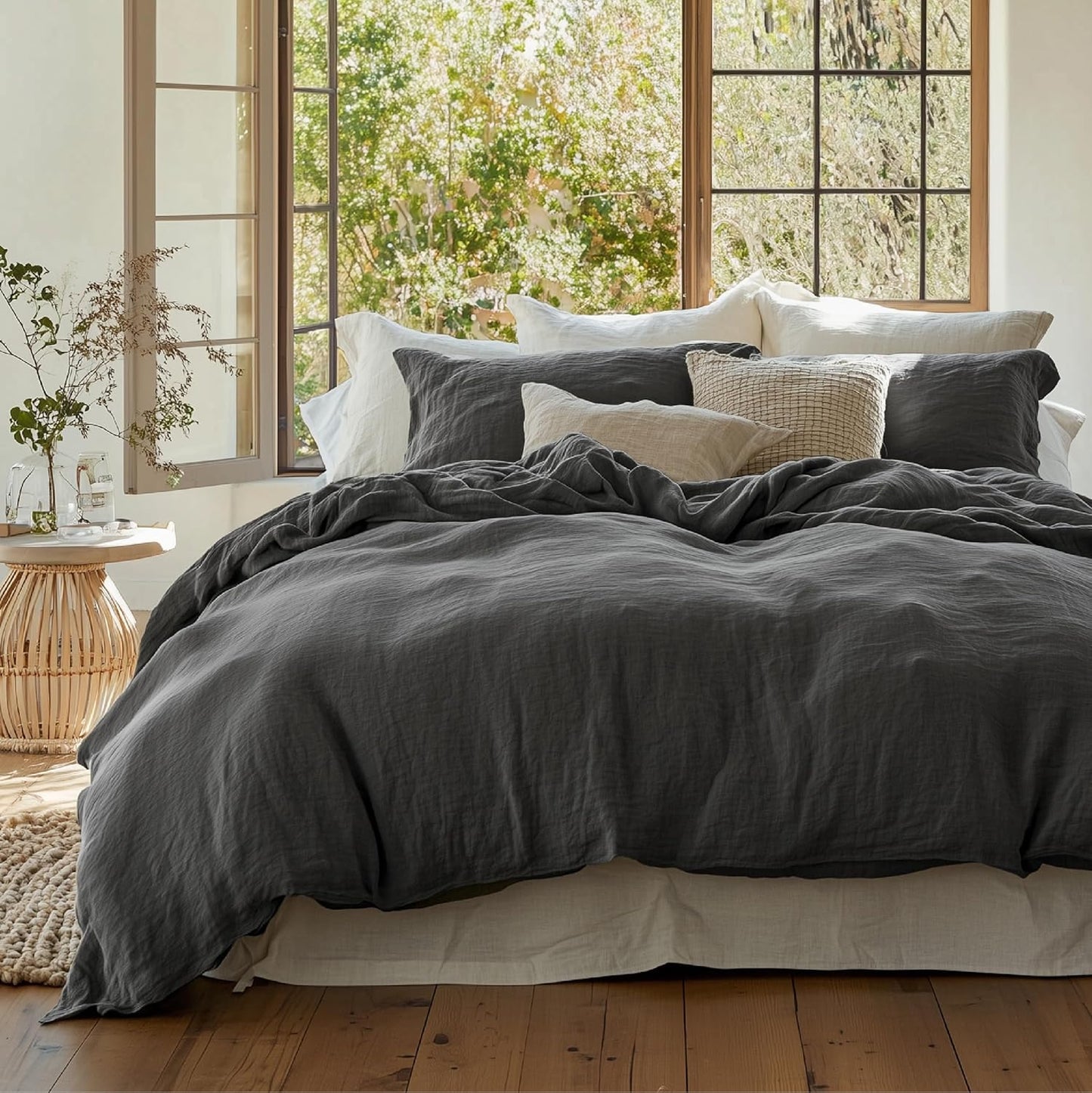 Bedsure 100% Muslin Cotton Duvet Cover Set for Queen Size