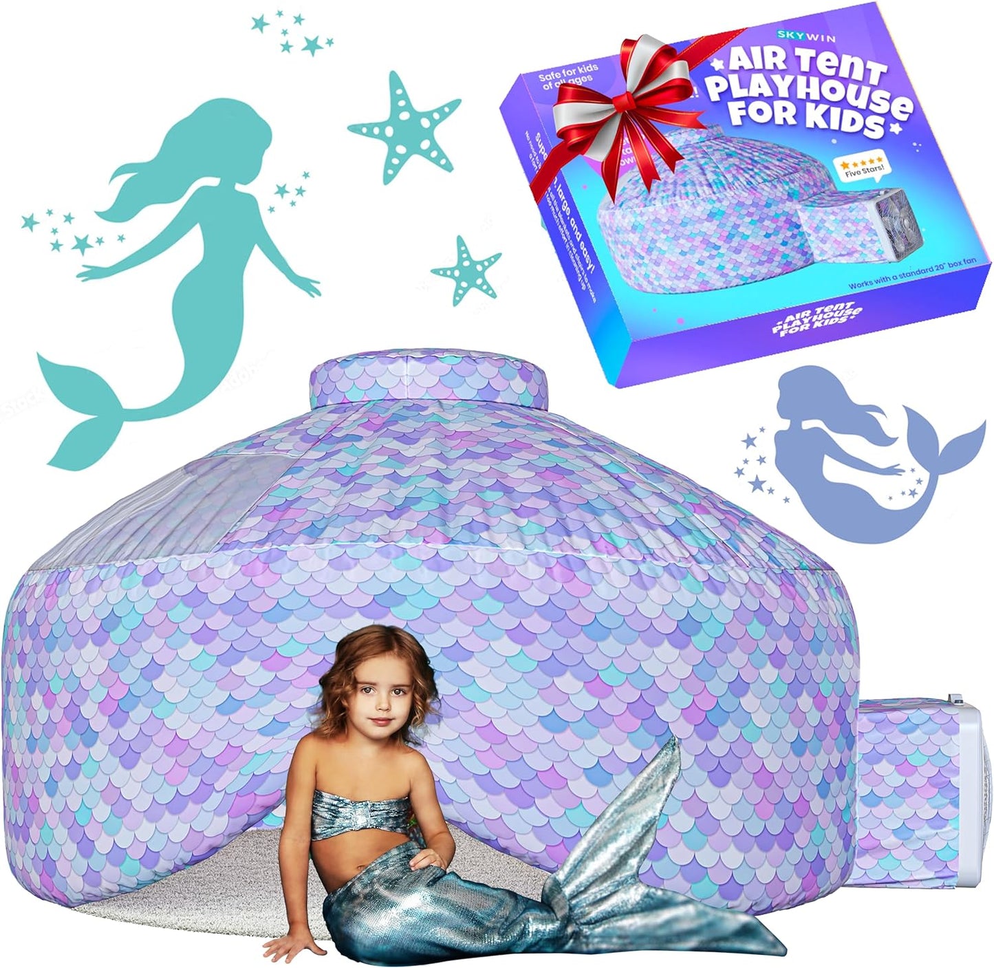 Inflatable Mermaid Kids Air Tent by Skywin