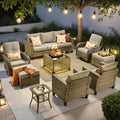 ovios 9 Pieces Patio Furniture Set - Modern Deep Seat Outdoor Sofa