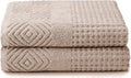 Organic Cotton Diamond Jacquard Bath Towels - Oxford Tan 2 Pack