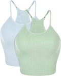 ODODOS Women's Seamless Rib-Knit Crop Tank 3-Pack - Everyday Comfort