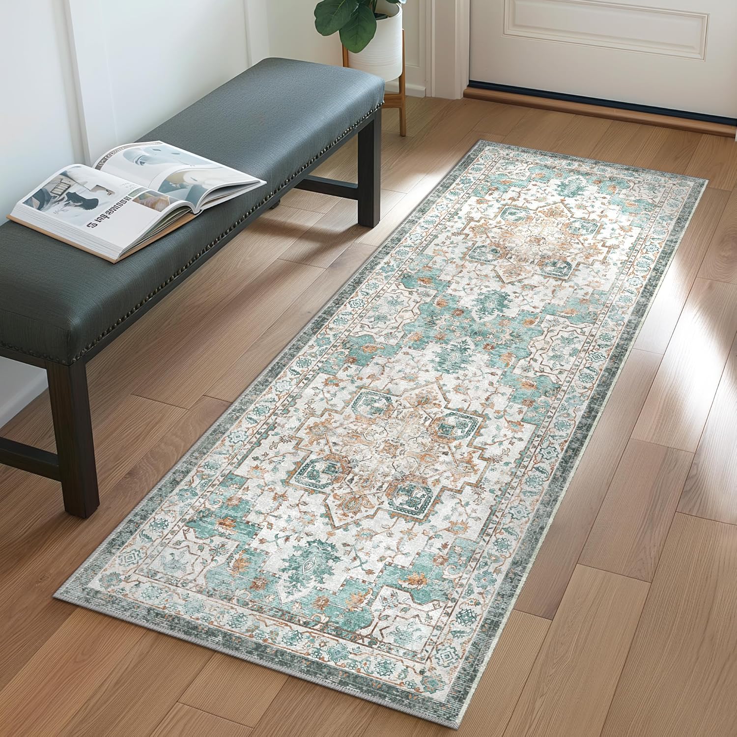 GENIMO 2x10 Runner Rugs for Hallway, Vintage Non Slip Design