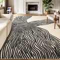 Washable 69 ft Black and White Abstract Rug - Soft Low Pile Modern