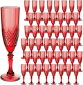 Plastic Champagne Flutes 48PCS Dark Red Reusable Flute - Elegant Party