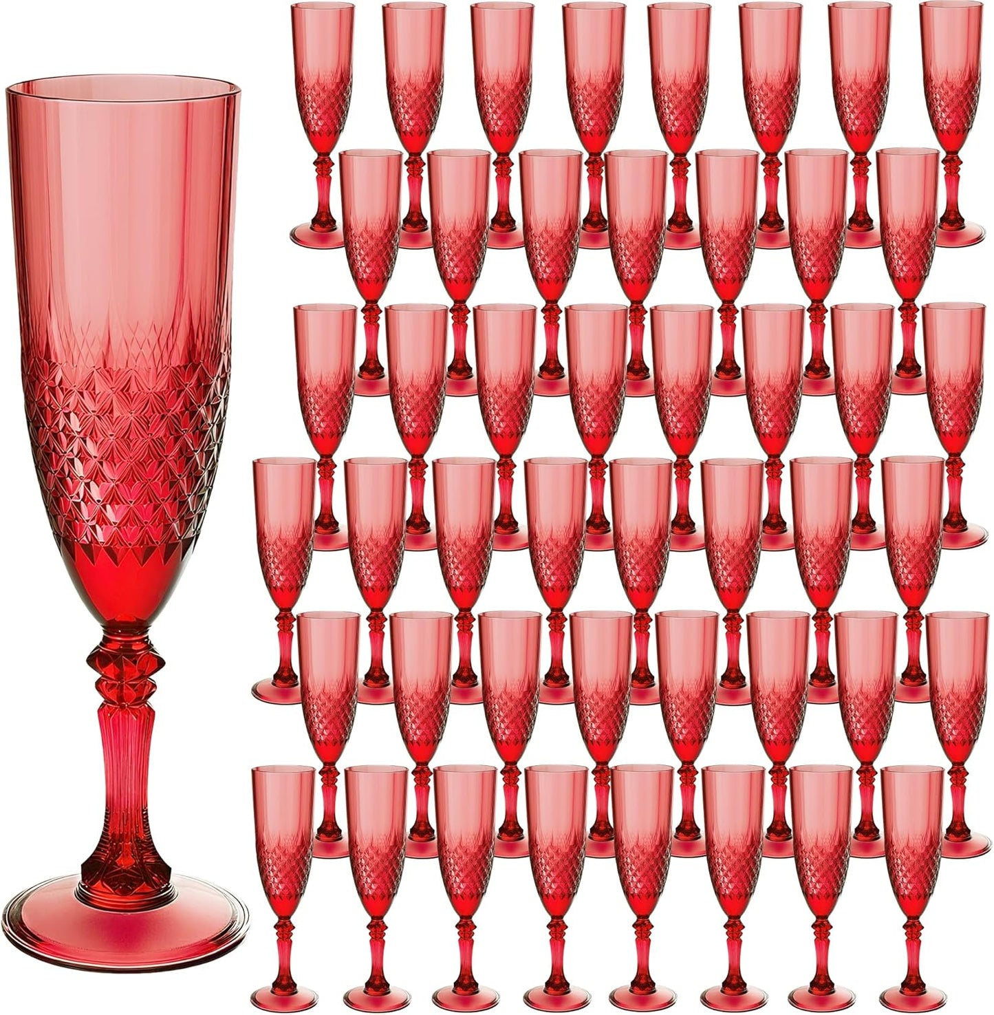 Plastic Champagne Flutes Set of 48 Dark Red Wine Glasses