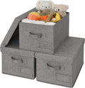 Fabric Bins with Lids for Closet Organization - 3-Pack Dark Gray