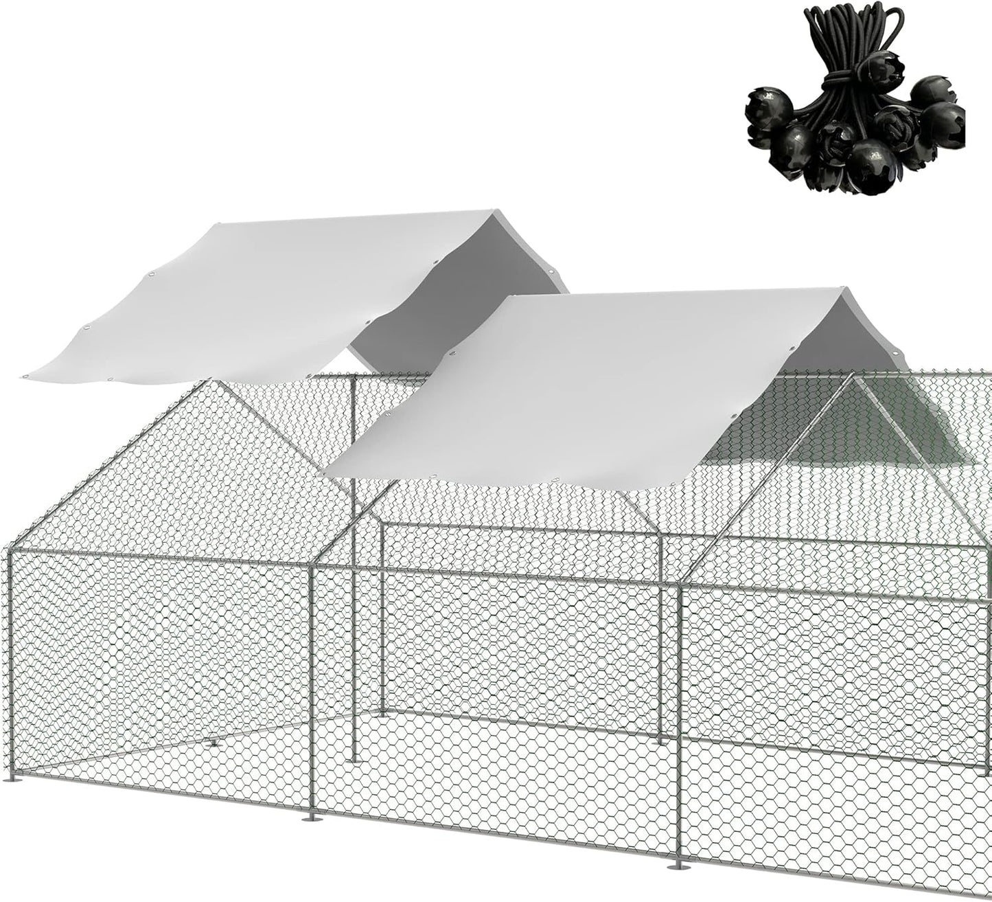 Outdoor Metal Chicken Coop Cover with Waterproof Canopy 11.38Lx6.33W