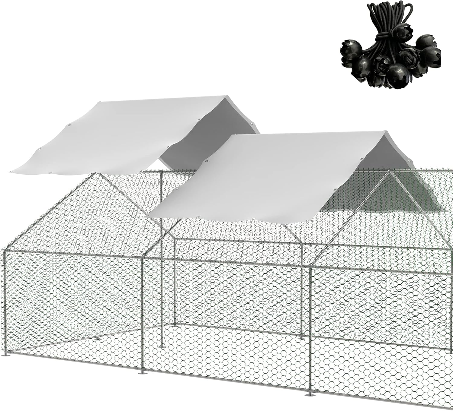 Outdoor Metal Chicken Coop Cover with Waterproof Canopy 11.38Lx6.33W