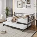 Twin Daybed with Trundle - Space-Saving Metal Sofa Bed