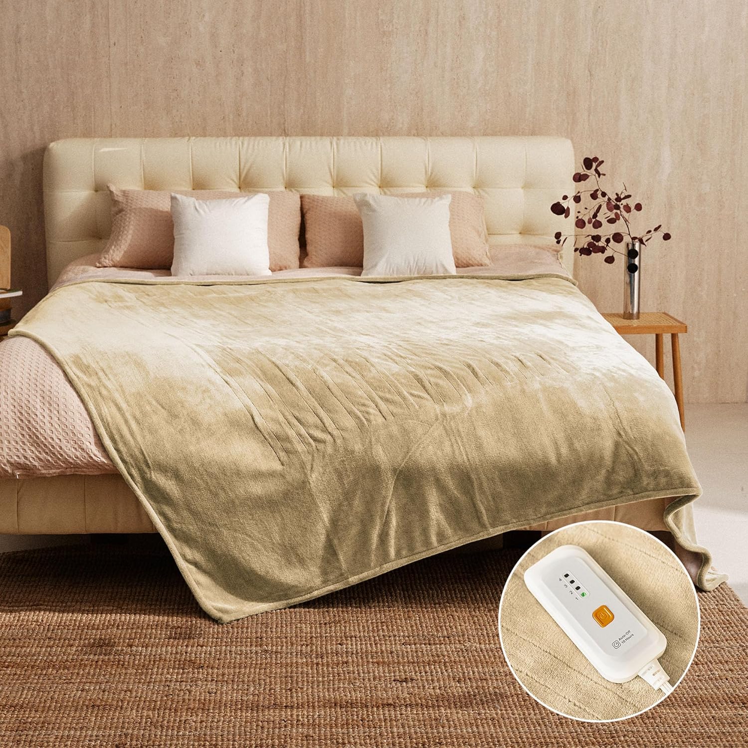 JET'S HOME Heated Blanket Twin - Soft Flannel Electric Throw