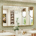 TokeShimi Gold Bathroom Mirror 48 x 30 in - Brushed Metal Frame