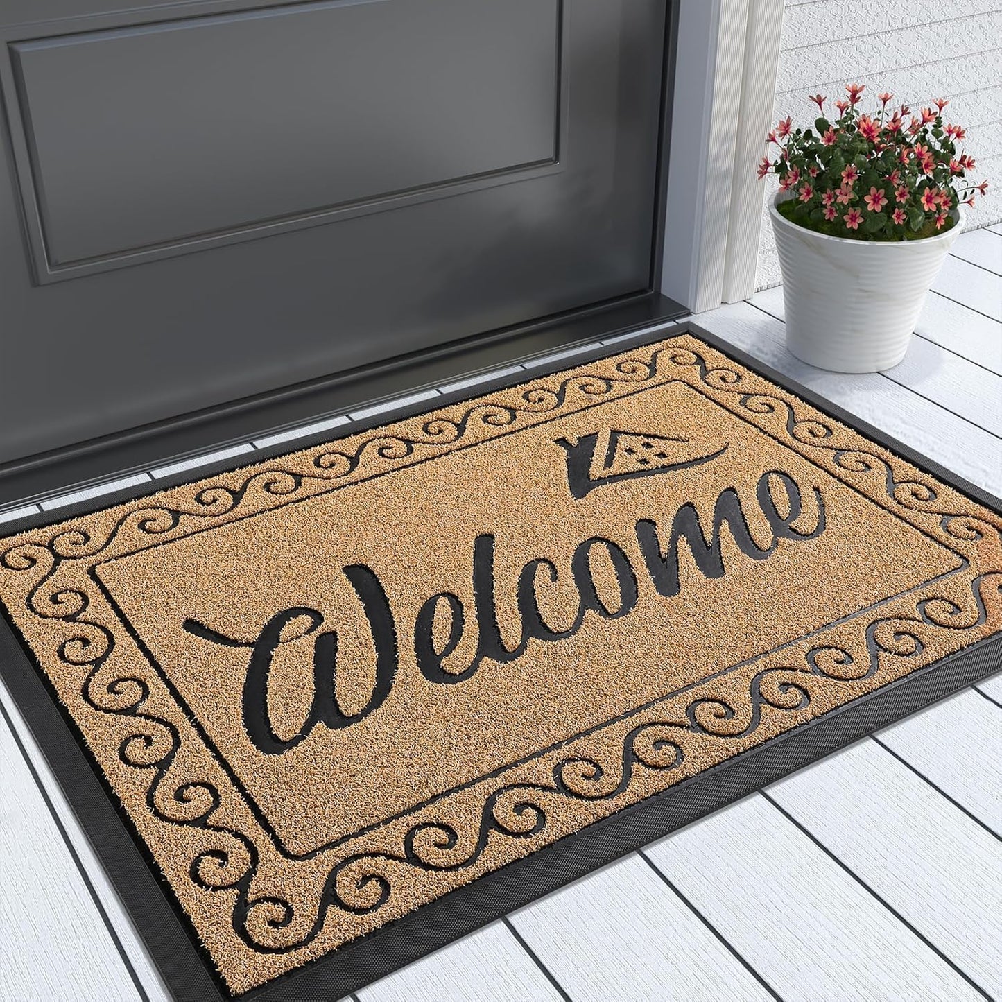Yimobra Welcome Mat for Outdoor Indoor Use, Heavy Duty Design
