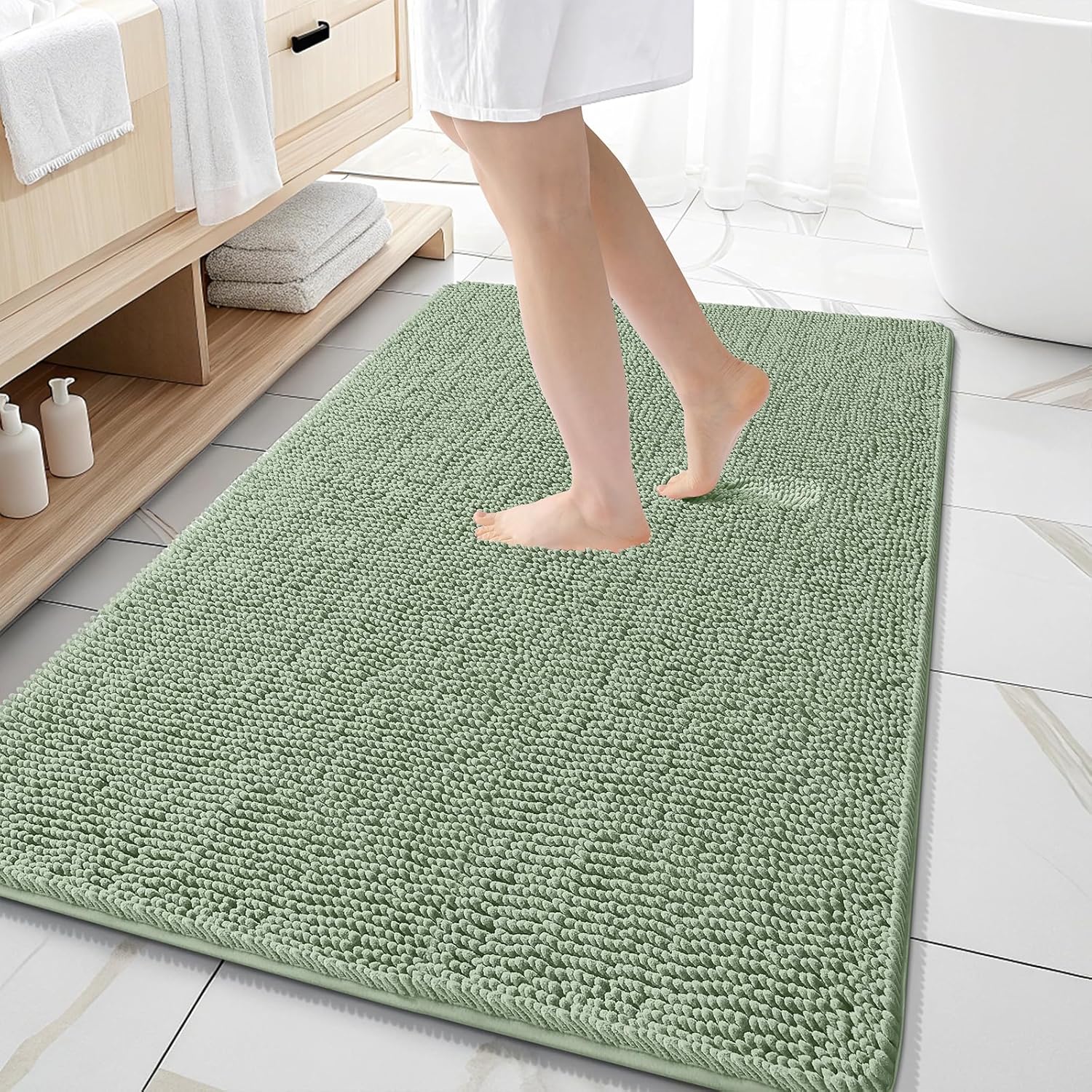 OLANLY Extra Soft Chenille Bath Rugs 59x35 for Ultimate Comfort