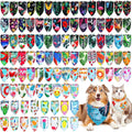 100 Pcs Hawaiian Dog Bandanas Bulk Pet Bibs - Bright Summer Pack