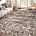 Yamaziot 6x9 Large Washable Area Rug - Low Pile Rust Red