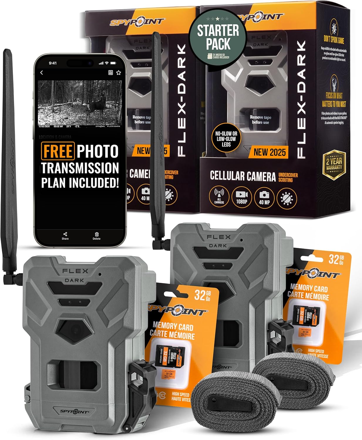SPYPOINT Flex-Dark Twin Starter Pack - Cellular Trail Camera