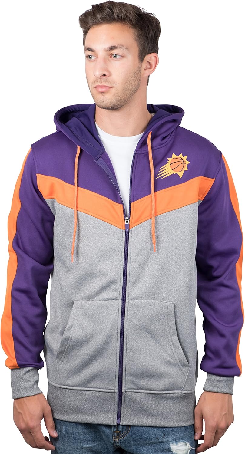 Ultra Game NBA Men's Contrast Back Cut Full Zip Hoodie Sweatshirt