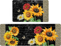 Sunflower Anti Fatigue Kitchen Mats Set of 2 - Cushioned Non Slip