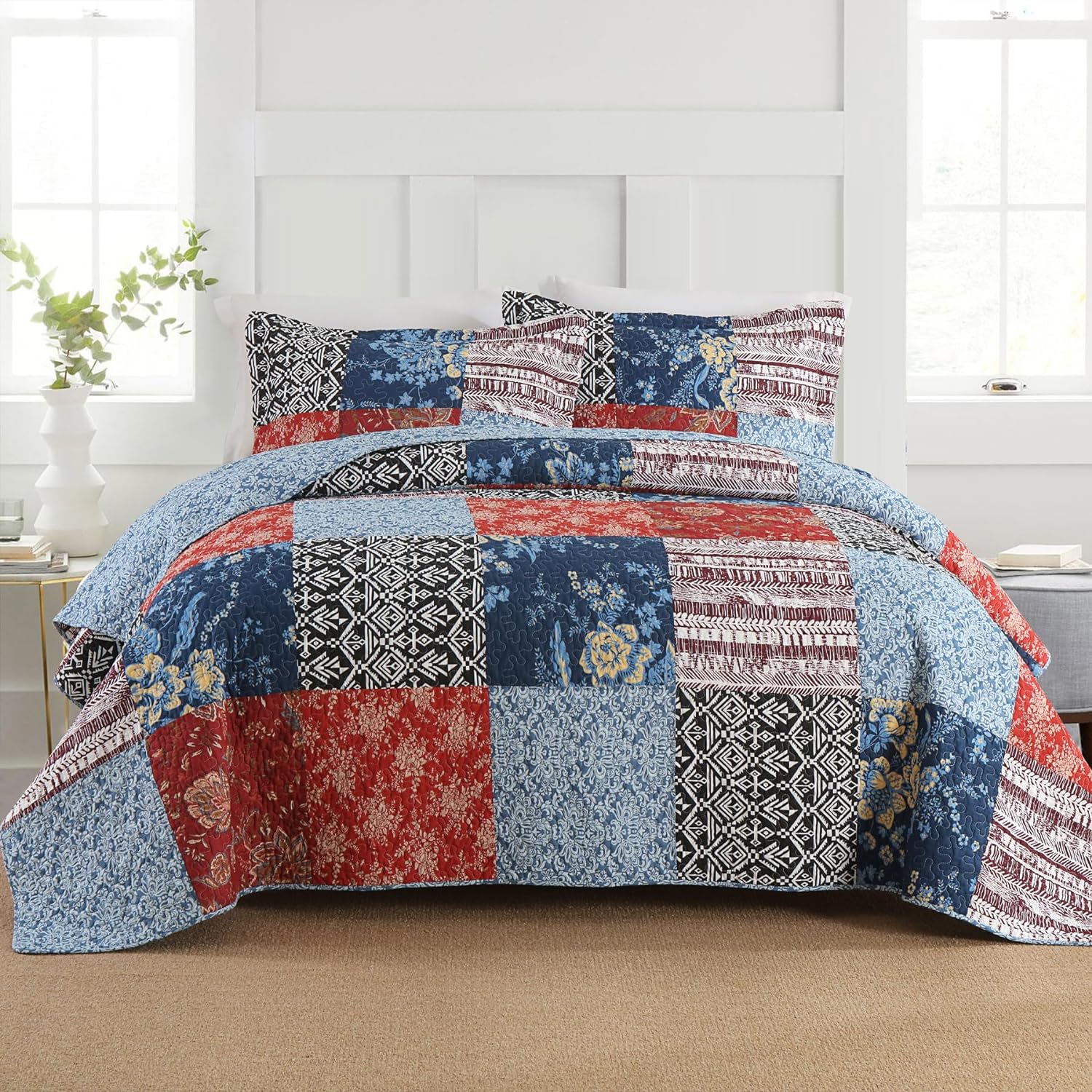 Secgo King Comforter Set - 100% Cotton Quilts for Cozy Sleep