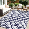 Reversible Outdoor Rug 5x8 ft Navy & White - Durable, Quick-Dry