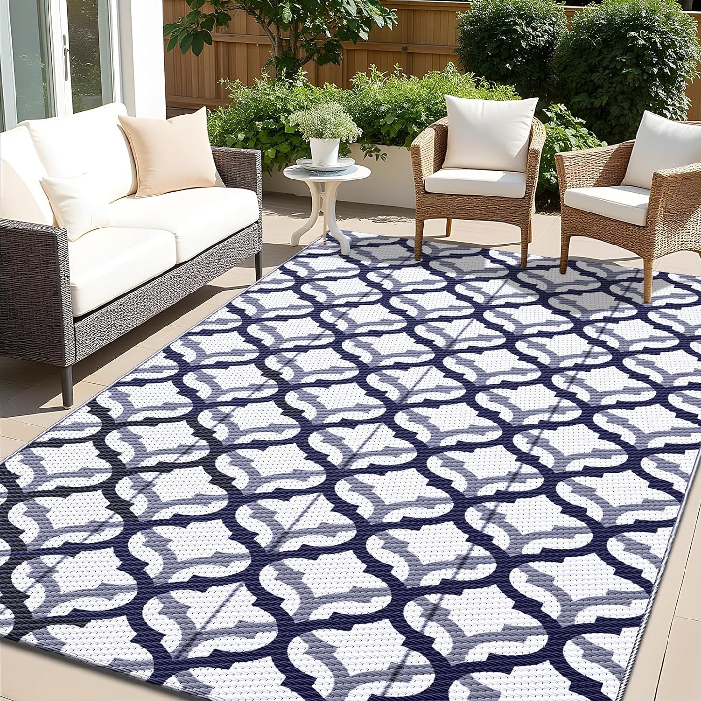 OLANLY Reversible Outdoor Rug 5x8 ft for Patio and Camping