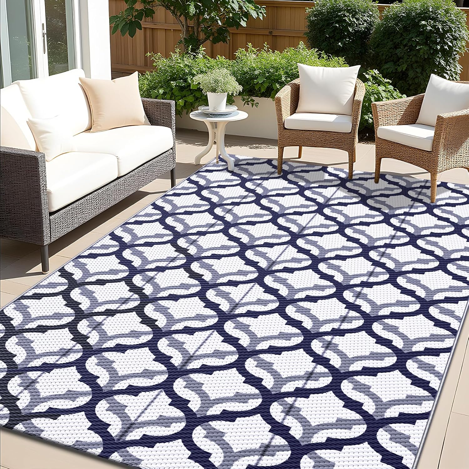 OLANLY Reversible Outdoor Rug 5x8 ft for Patio and Camping