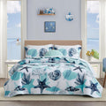 Coastal Quilt Set King Size Nautical Reversible Bedspread - Beachy