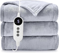 Heated Electric Blanket Throw 62 x 84 in - Fast Heating Cozy Flannel