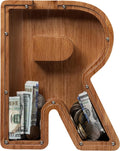 12 in Extra Large Wooden Kids Letter Piggy Bank - Initial R for Boys
