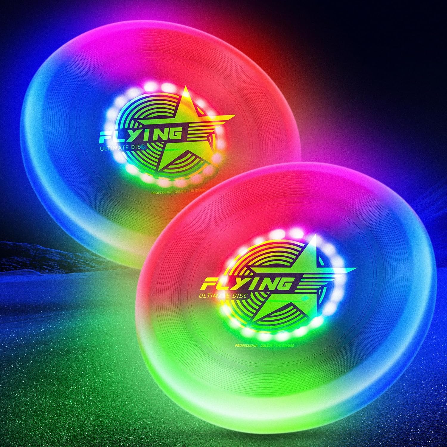 Glow-in-the-Dark LED Disc Set - 7 Modes, Waterproof - Outdoor Fun!
