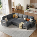 Sectional Sleeper Sofa with Pull Out Couch Bed - Convertible Plush No