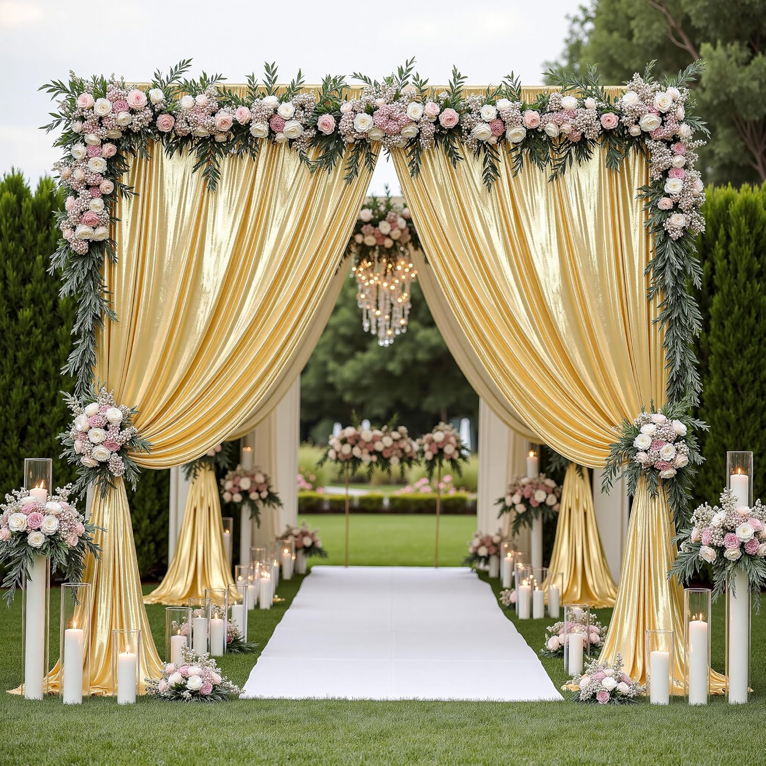 20x14FT Gold Sequin Backdrop Curtain for Stunning Events
