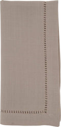 SARO LIFESTYLE Hemstitched Border Dinner Napkin Set of 12 Taupe