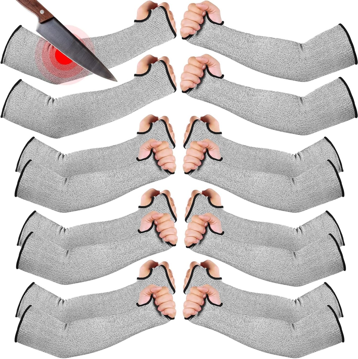 JaGely 6 Pairs Level 5 Cut Resistant Sleeves for Arm Protection
